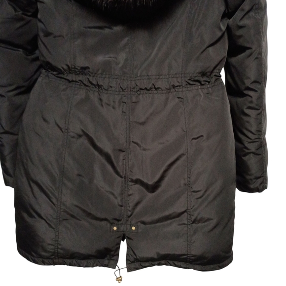 Cole Haan -Black Hooded Parka Down Coat with Gold Accents - Size S,a;; - Picture 5 of 9